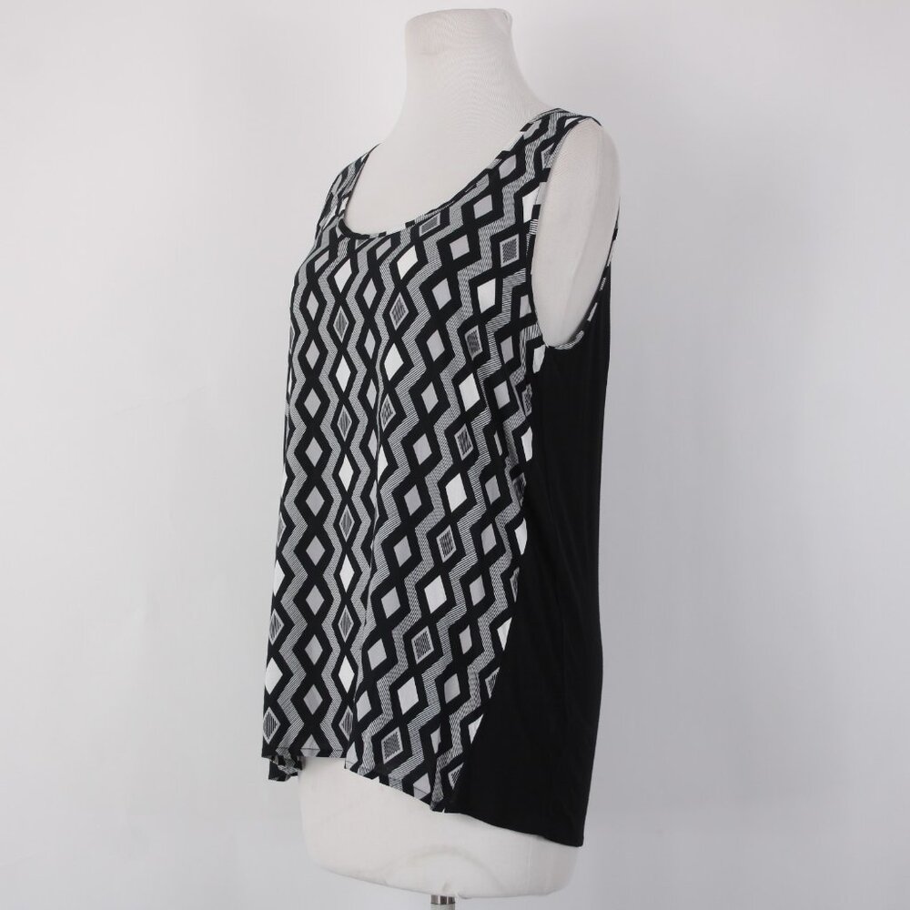 Apt 9 Top $30 Sz S Black White Round Neck Sleeveless 100% Rayon Top - Picture 2 of 11